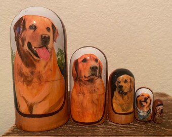 Russian Nesting Dolls Beautiful Dogs! 5 pieces!