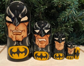 Russian Nesting Dolls Batman 5 pieces! Beautiful Set for a Christmas gift!