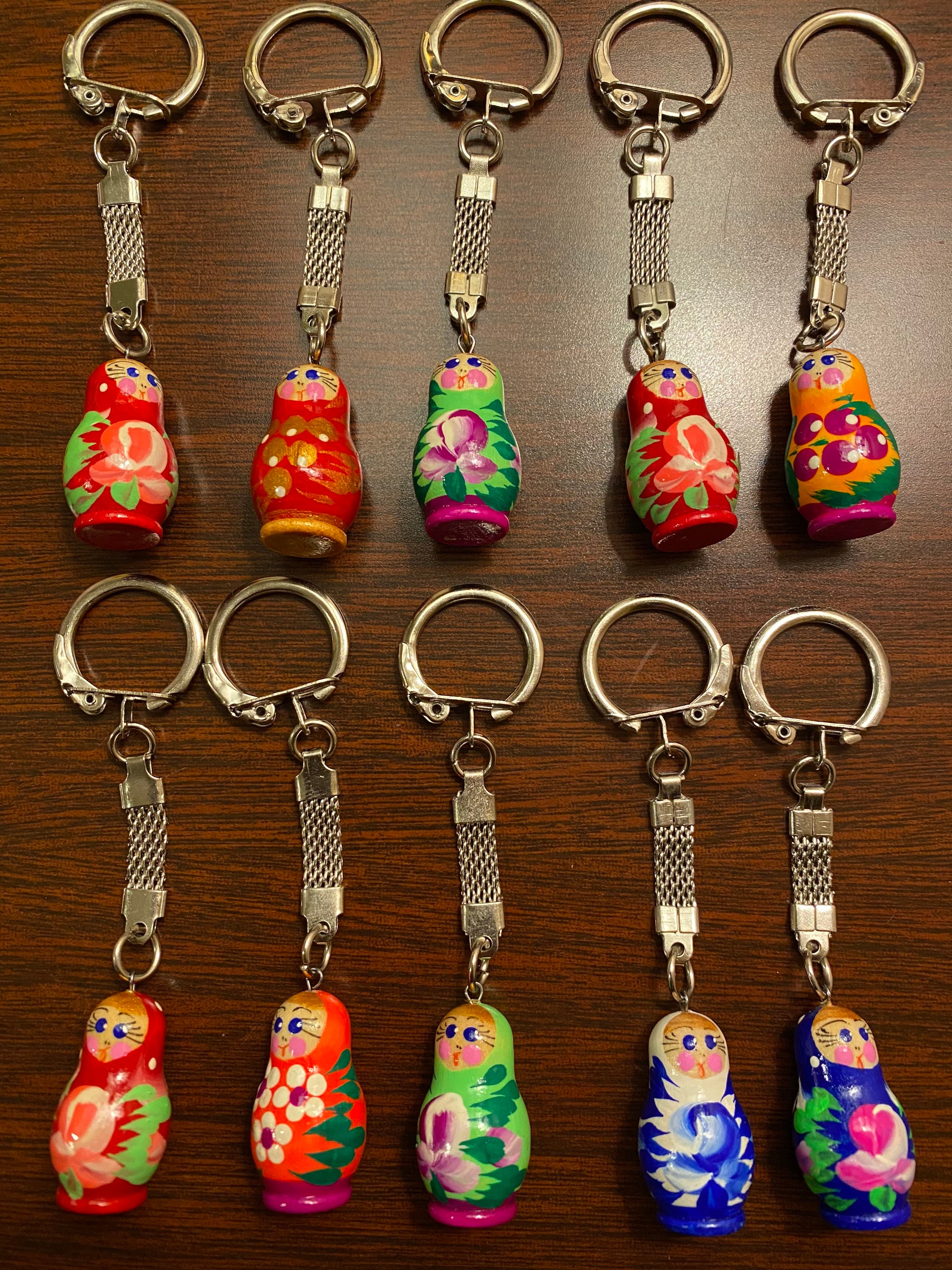 Russian Miniature Wooden Dolls Keychains 10 pieces Nice Etsy