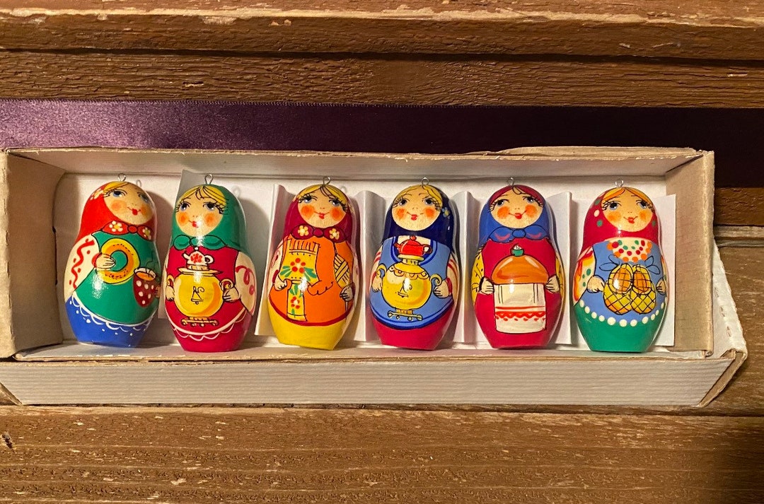 Russian Dolls Christmas Ornaments Beautiful Set 6 Pieces Etsy