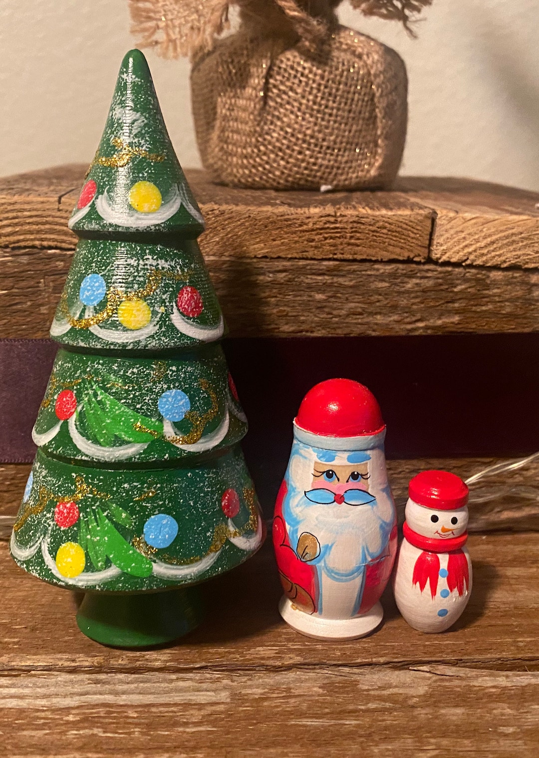 Russian Nesting Dolls Christmas Tree 3 Pieces Beautiful Set Etsy