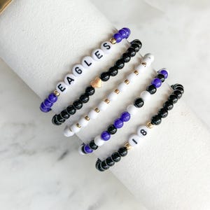 Team bracelet, sports bracelet, team number bracelet, gameday bracelet, gameday stack, college bracelet, high school bracelet, nfl, nhl