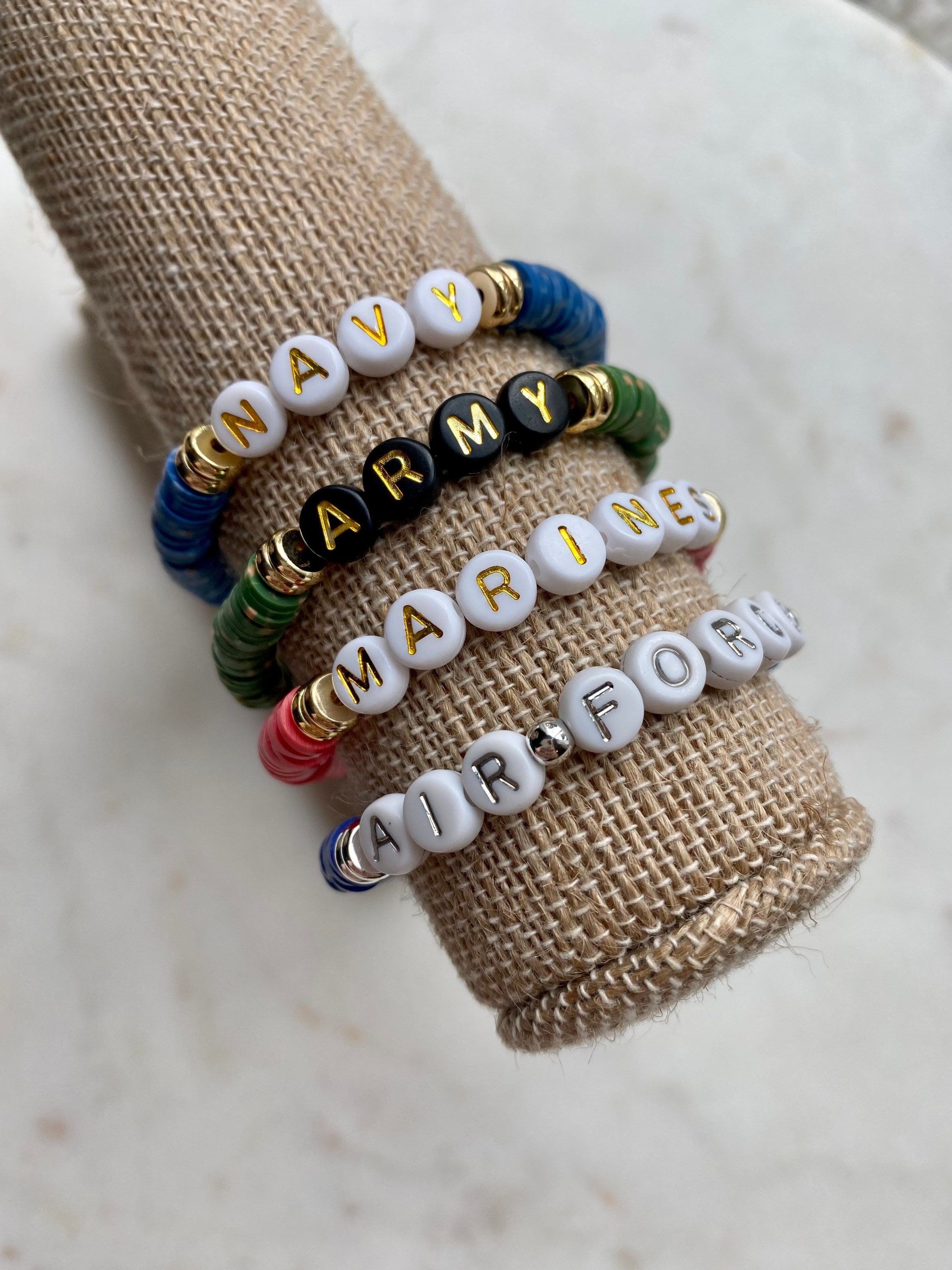 Military Heishi Bracelet: Navy, Army, Air Force, Marines - Etsy