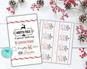 Santa Gift Tag, Santa Express Tag, Christmas Tag, Teacher Thank You Tag, Digital Download, Christmas, Teacher Gift, Editable Download