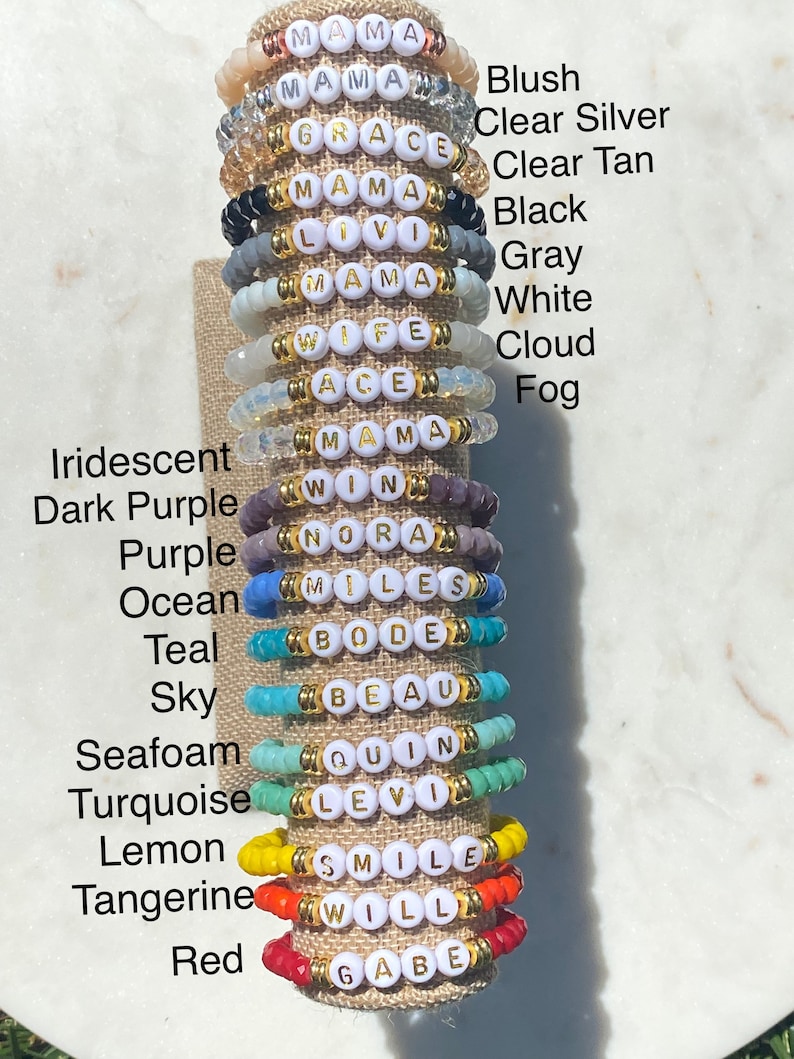 Beaded bracelet, custom bracelet, personalized bracelet, name bracelet, word bracelet, faceted bead, mama gift, womens bracelet image 4
