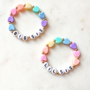 Big sis bracelet, lil sis bracelet, new baby gift, kids bracelet, sister bracelet, girls bracelet, big sis gift
