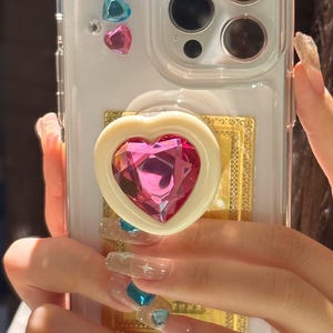 Bling Bling cute heart Phone grip, kindle ,Phone stand, Phone holder, Phone charm, birthday gift summer spring accessories