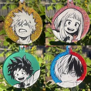 Anime Ornaments, Hand Painted, Glitter, Christmas, Tree
