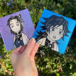 Plexiglass 4x4 painting stock pieces anime paint custom cute character glitter art chrome