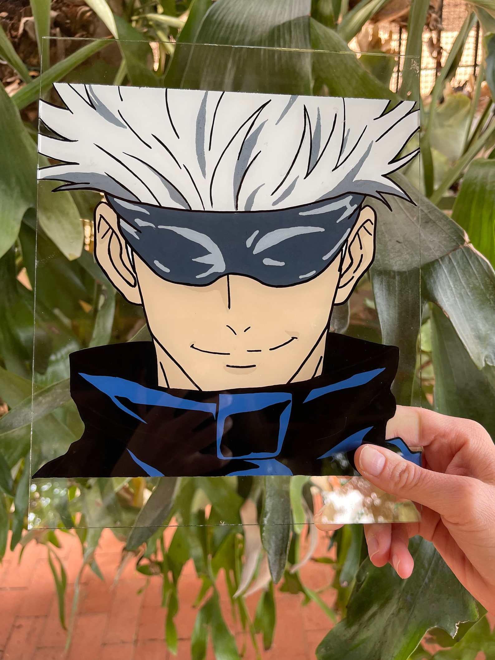 Gojo Satoru Anime Glass Painting Art Acrylic Jujutsu Kaisen Etsy
