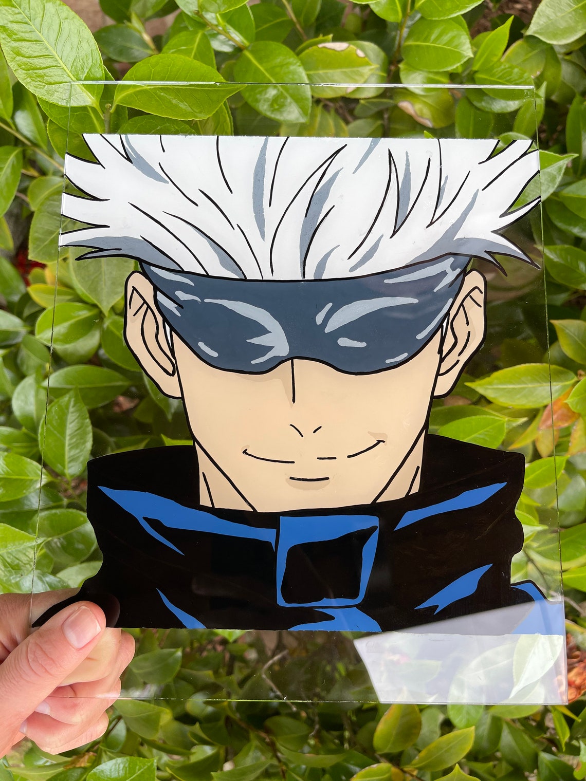 Gojo Satoru Anime Glass Painting Art Acrylic Jujutsu Kaisen Etsy