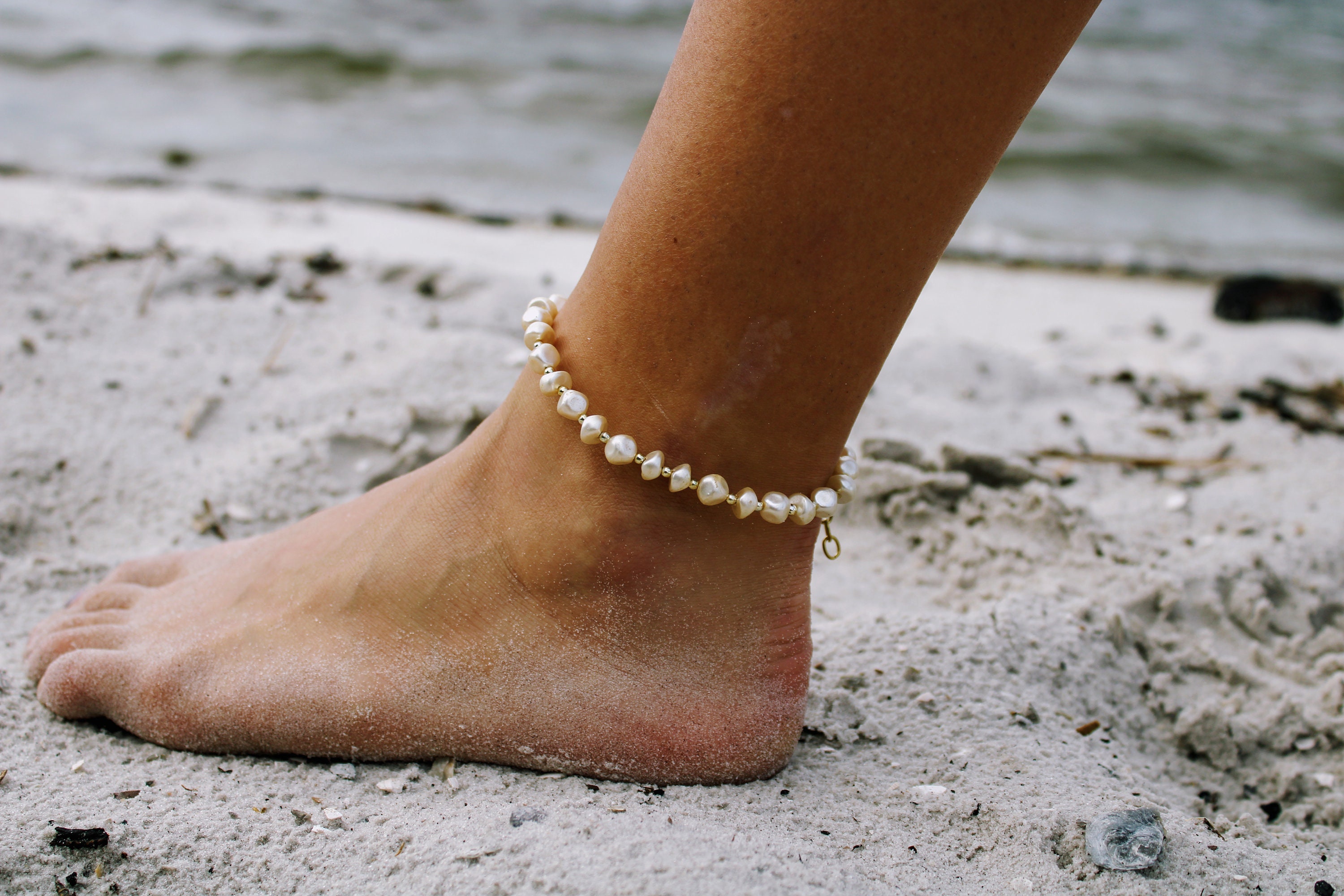 Mother of cheap pearl anklet