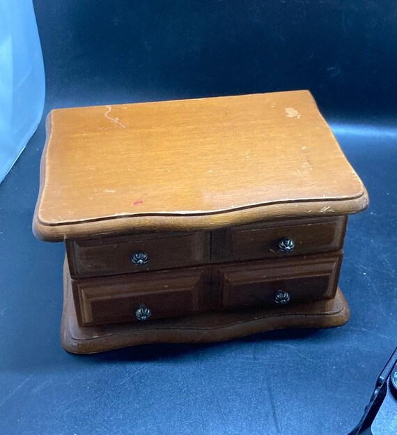 Vintage wooden miniature chest , jewellery box/storage /cabinet