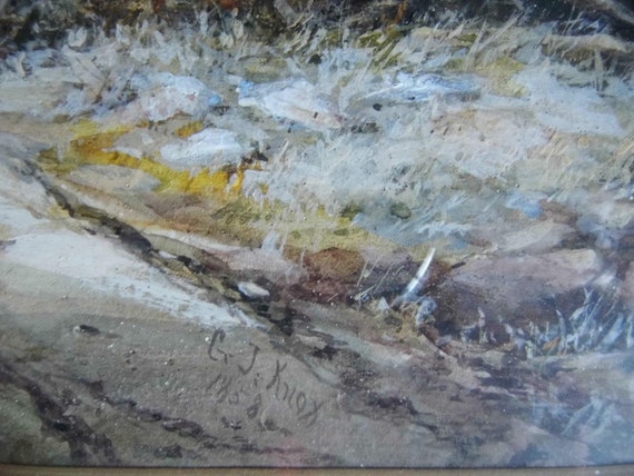 絵画 nock Antique 19century Original Watercolour Painting, Signed G J Knox