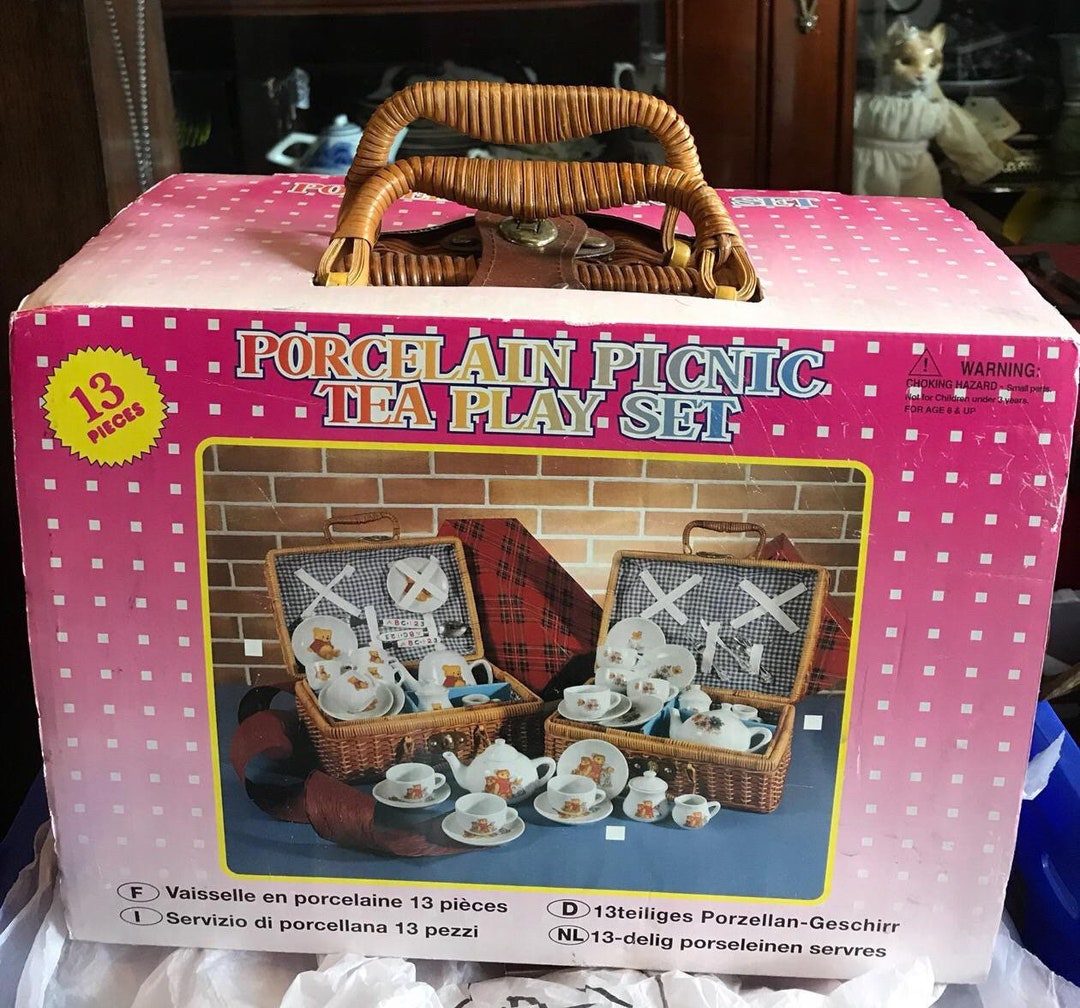 Vintage Childrens Wicker Picnic Hamper Basket Complected Etsy