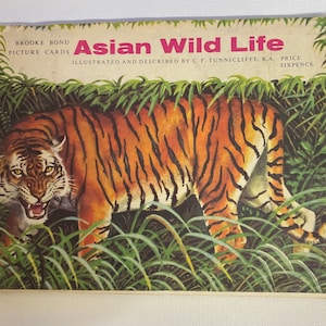 Album for Asian Wild life,Brooke bond tea picture cards of animals , illustrated and described by C.F. Tunnicliffe R.A. , price sixpence
