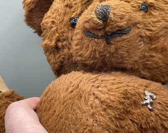 Vintage Mid Century Brown Teddy Bear With Brooch of Bear - Etsy