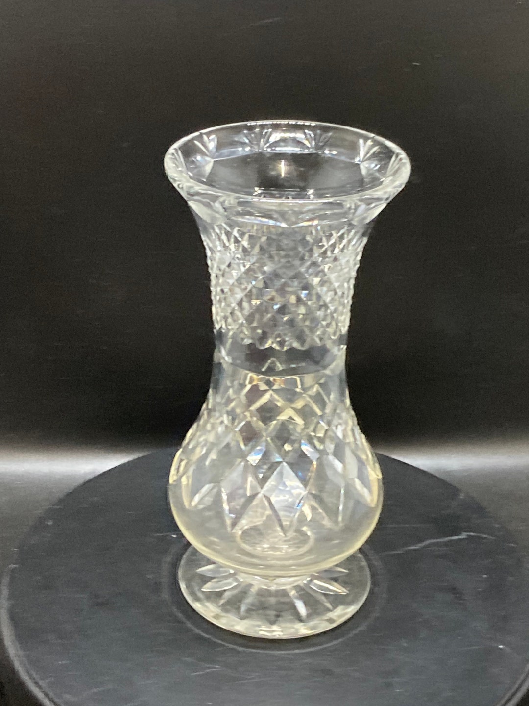 Vintage Cut Glass Crystal Vase Etsy