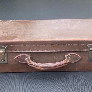 antiek/vintage leren bruine heren koffer / reiskoffer