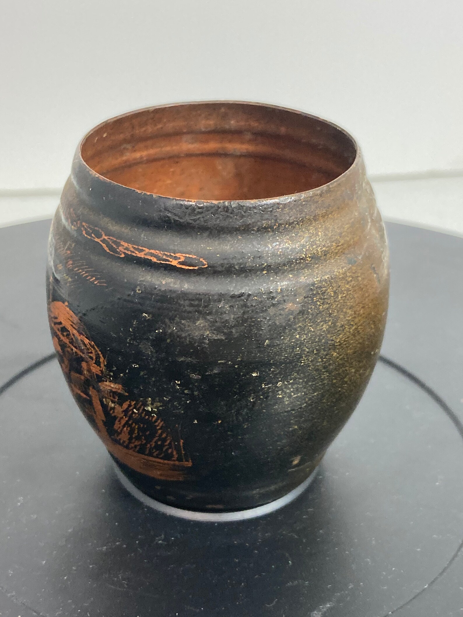 Vintage oriental asian/chinese miniature copper engraved vase Etsy