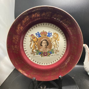 Coronation of queen Elizabeth Royal alma porcelain plate,marked england, June 2nd 1953