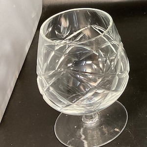 vintage  vine cut glass/crystal goblet, brandy glass