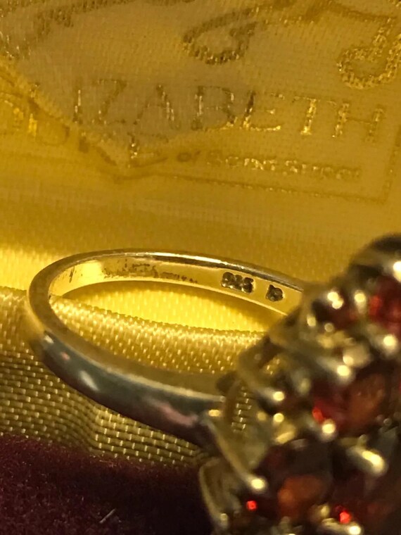 Solid silver garnet set ring.  marked 925, Thaila… - image 4