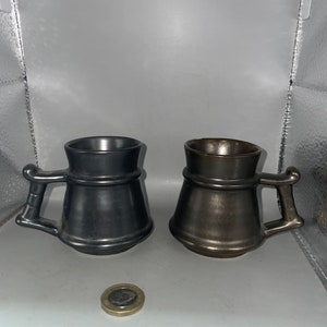 C1942 pair of Prinknaxh jugs ,  lustre small pottery mug/tea cup/ tankards , Made in England