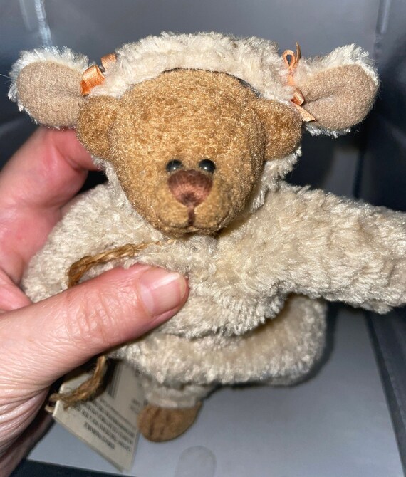 Vintage Cottage Collectibles White Lamb Dressed Beige Teddy Bear