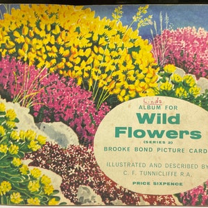 Album per fiori selvatici (serie 2), carte illustrate del tè di Brooke Bond, illustrate e descritte da C.F. Tunnicliffe R.A., prezzo sei penny