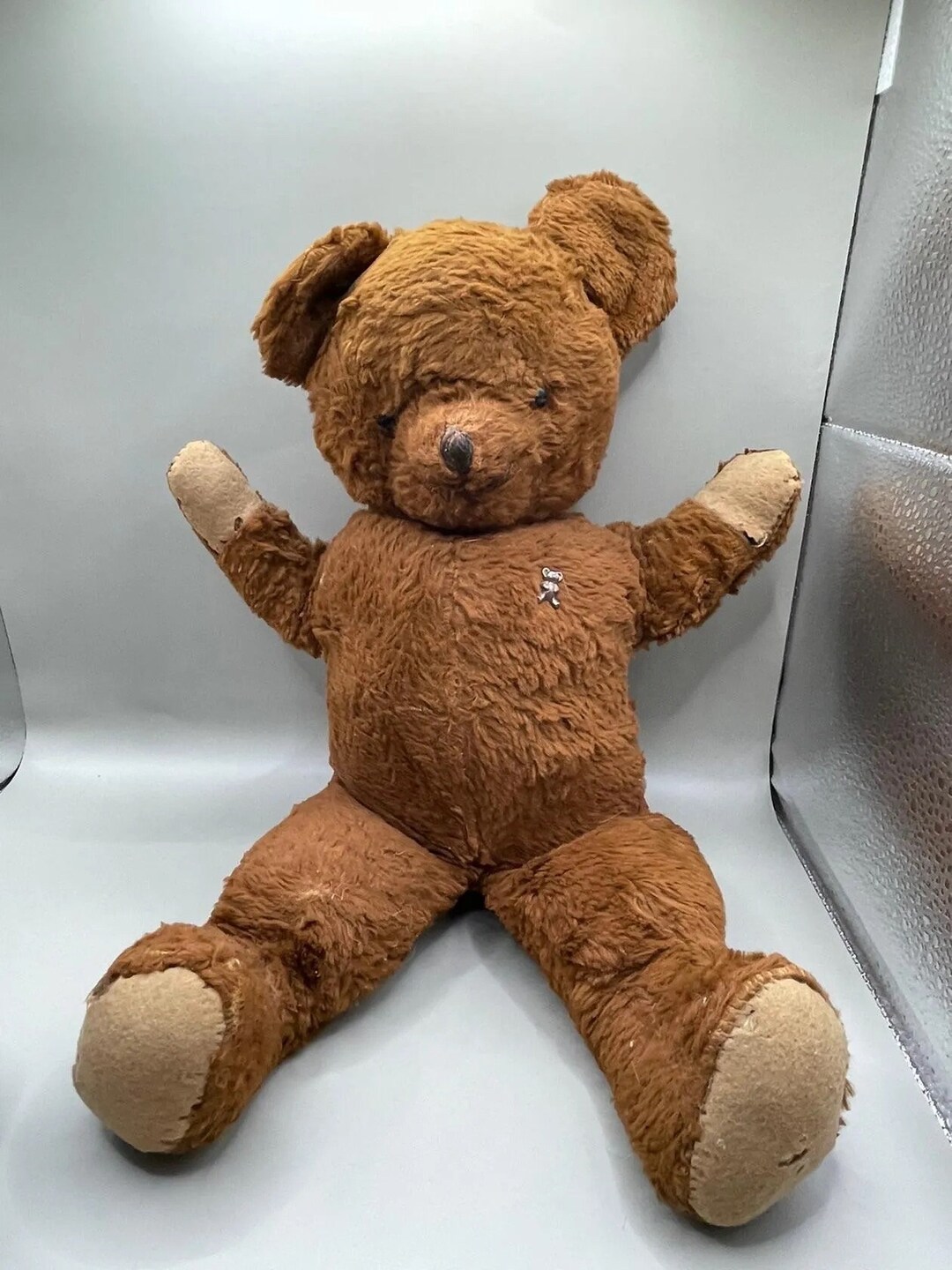 Vintage Mid Century Brown Teddy Bear With Brooch of Bear - Etsy