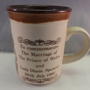 vintage ceramic mug , commemorate of marriage of prince of Wales and a Lady Diana Spencer