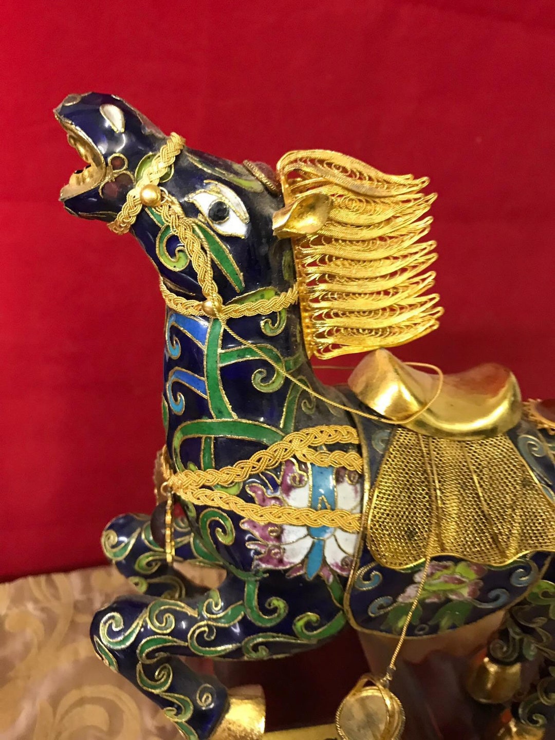 Vintage Chinese Cloisonné Enamelled Brass Figurine of Horse Tunisia Etsy