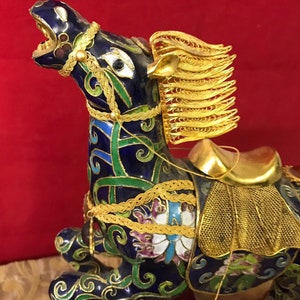 vintage Chinese cloisonné enamelled brass figurine of  horse Tunisia