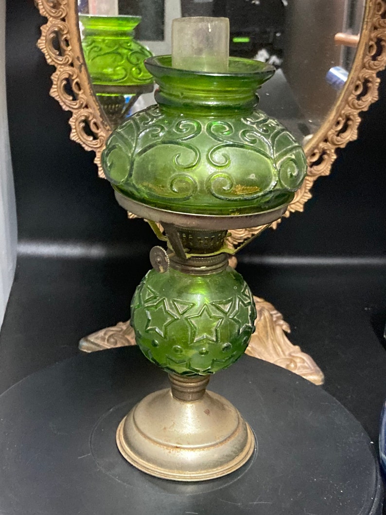 Vintage Chinese Green Glass Shade Oil Lamp/light , Made in Hong Kong Etsy