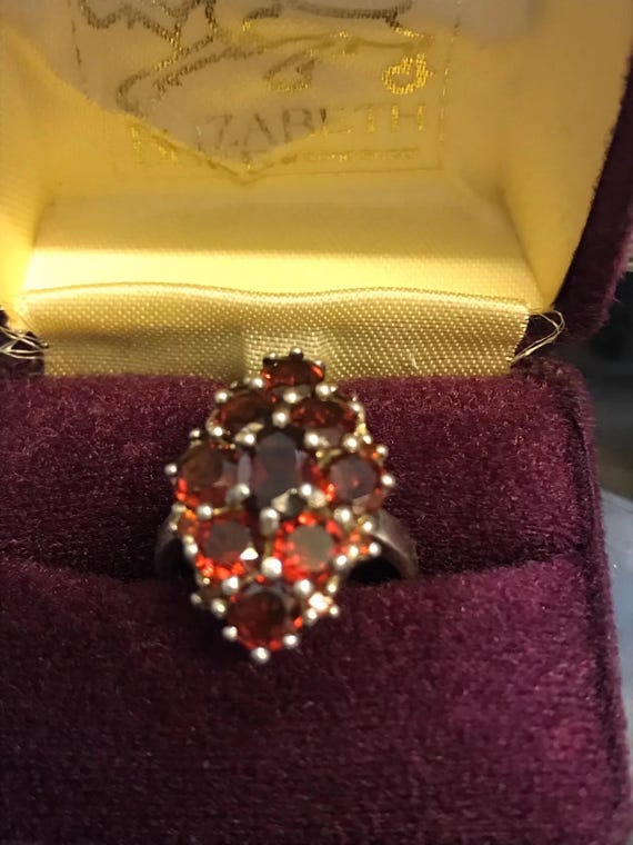 Solid silver garnet set ring.  marked 925, Thaila… - image 2