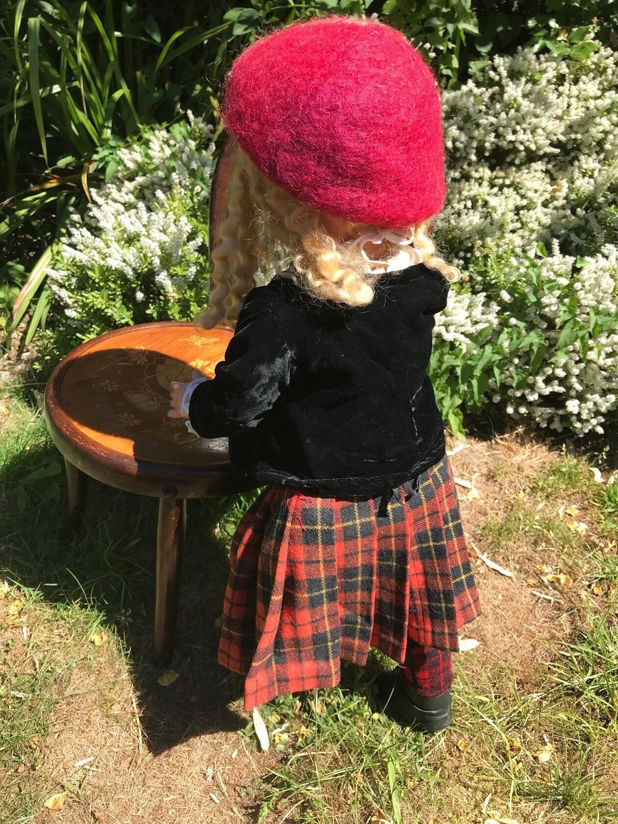 Vintage Large Walking, Pottery Headed Scottish Boy Doll With Composite