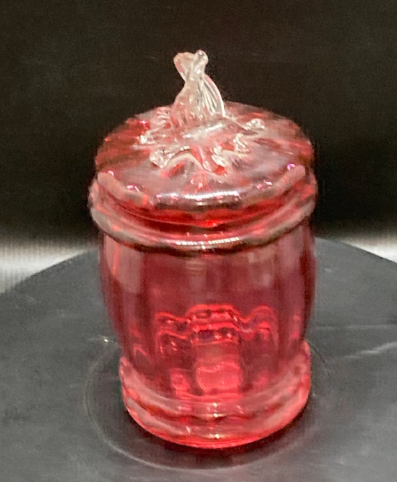 Vintage Lidded Red Glass Jar /sugar Bowl/candy Jar & Cover Etsy UK