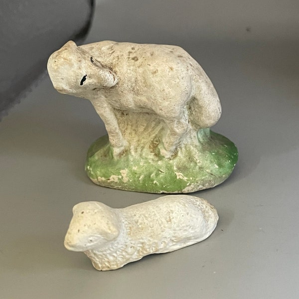 Vintage pair of hand made sheeps figurine , 2 variations