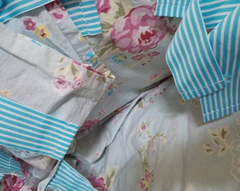 Pottery Barn Kids Twin Bed Duvet & Standard Pillowcase Tie-on Set Blue w/ Flowers Floral Preowned