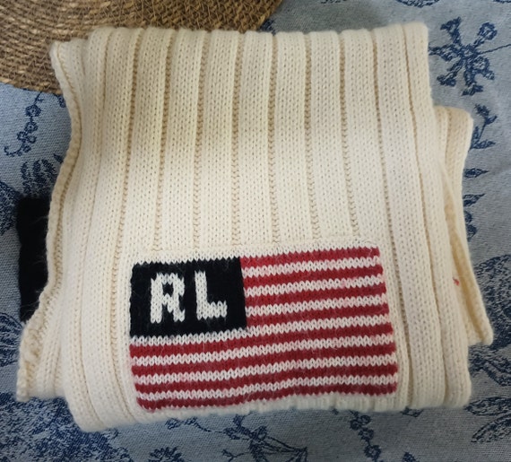 Ralph Lauren Polo Jeans Co. Cable Knit Neck Scarf 66 Vintage Rare Etsy UK