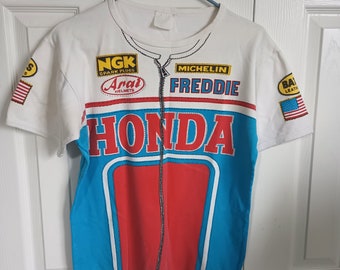 Freddie Spencer Vintage 1980s Retro Rare Honda Road Racing Michelin Mens Tee Shirt 40'' (20 pit to pit) chest  x 24'' L Medium/Large Rare