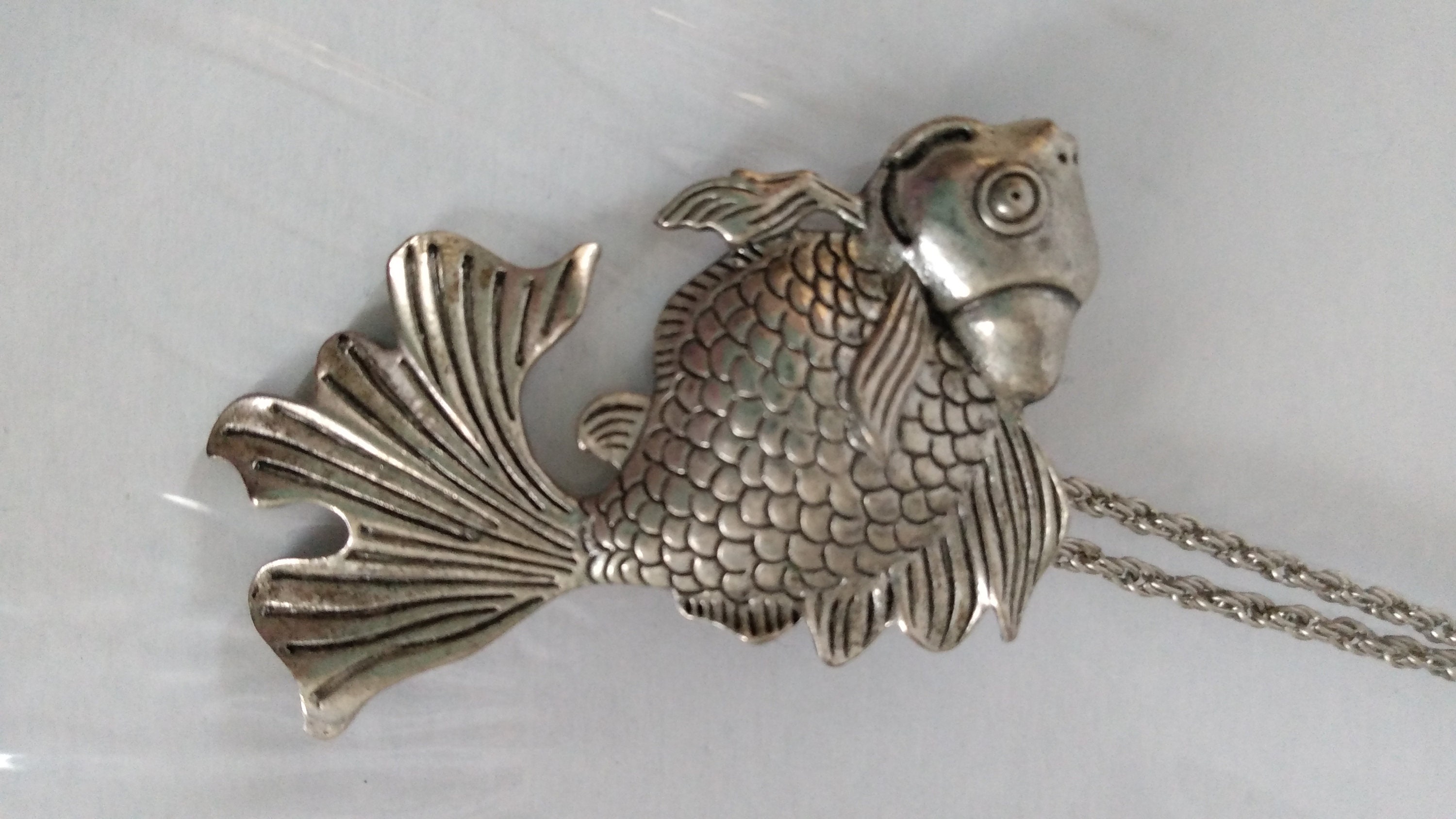 Goldfish Necklace Silver Chain Pendant Stainless Steel Etsy