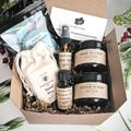 Natural Shower Spa Gift Box | Handcrafted Body Care | Pamper Self Care Set | Aromatherapy | Stress Relief | Friend Birthday Gift | 6"x6"x4"