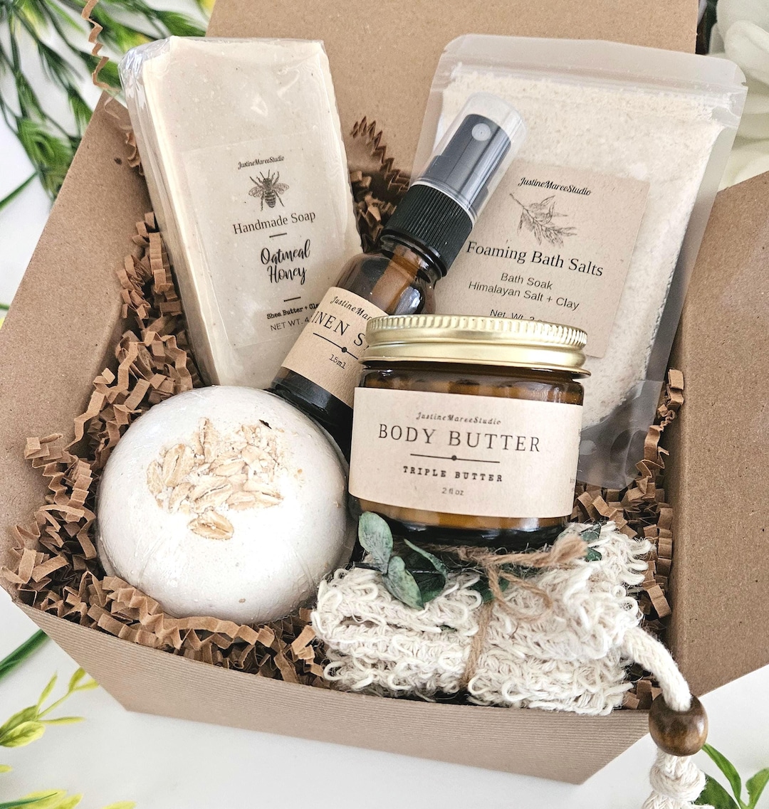 Handcrafted Spa Gift Box Stress Relief Self Care Hygge Body Butter Bath ...