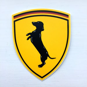 Sticker set for German Cars, With a Prancing Dachshund. Great for M, AMG, GTI, VW and Mercedes Benz