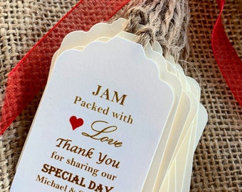 Custom Wedding (15) Tags - Jam Packed With Love Wedding favor tag party favor tags wedding personalized tags jam jelly labels