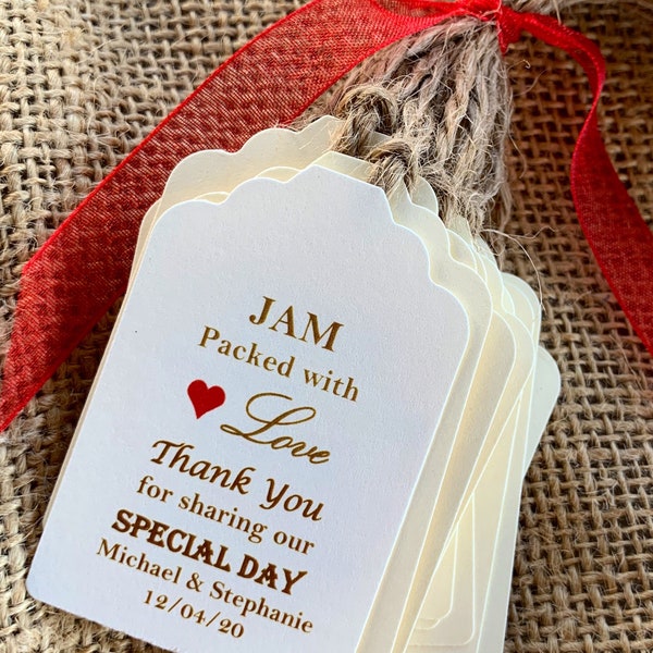 Custom Wedding (15) Tags - Jam Packed With Love Wedding favor tag party favor tags wedding personalized tags jam jelly labels