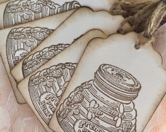 Bee Hive vintage Hang Tags - (8) Bee tags  - Honey Bee - Honey Bee Tag - Bee Tags - Rustic - Honey jar label tags - honey business products