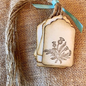 Outlander Thistle Hang Tags - (8)  Scottish party Jamie Fraser Tag - Tags - Rustic - Kilt label tags - Scotland